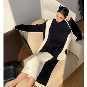 Black and White Knit Sweater Set